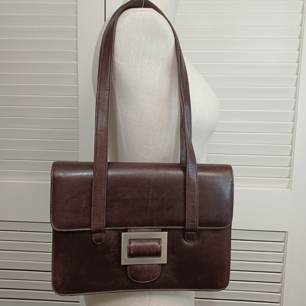 Johnny Farah Vintage Brown Leather Shoulder Bag - Picture 13 of 13